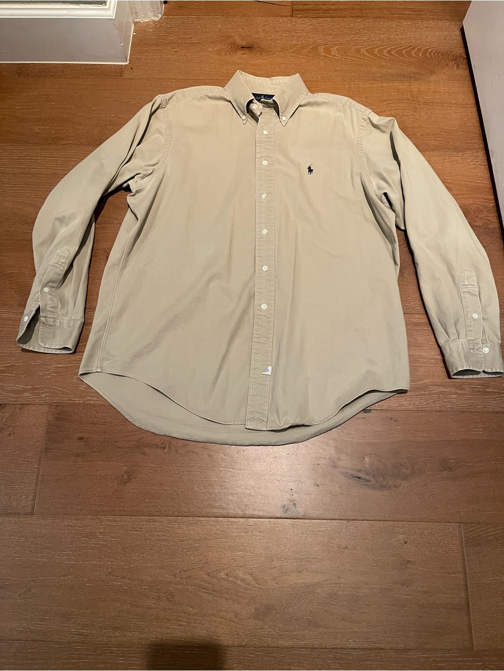 Ralph Lauren Blue Label Tan long sleeve button down shirt Men’s L preppy Y2K